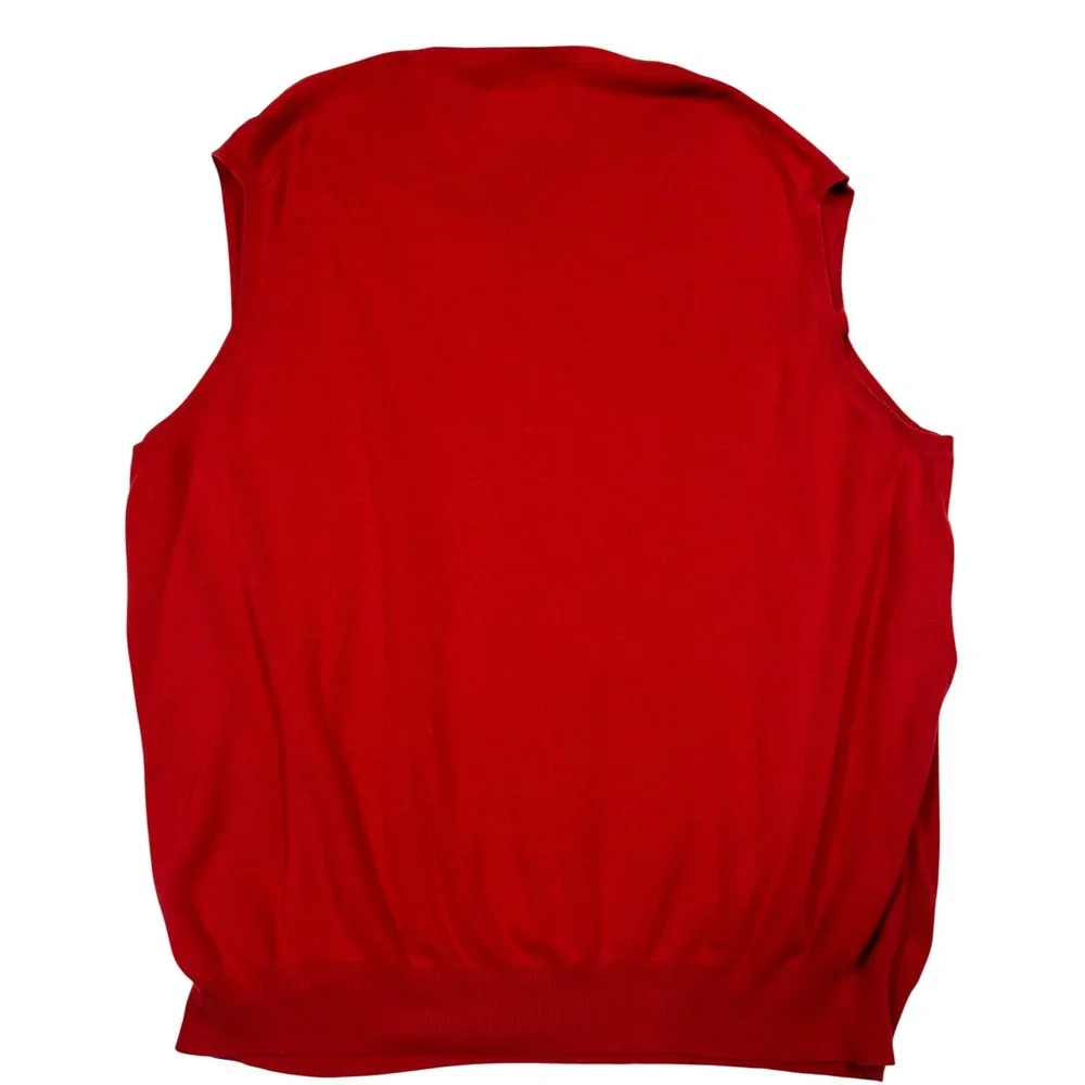 Polo Ralph Lauren Men Red 100% Pima Cotton V-Neck Sweater Vest 3XLT Tall